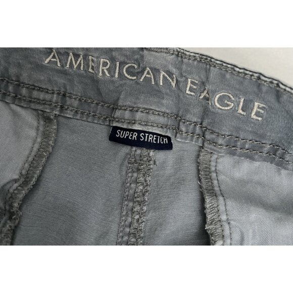 American Eagle Super Stretch Shortie Shorts Size 10 Solid Gray Pockets Zipper - Picture 4 of 12